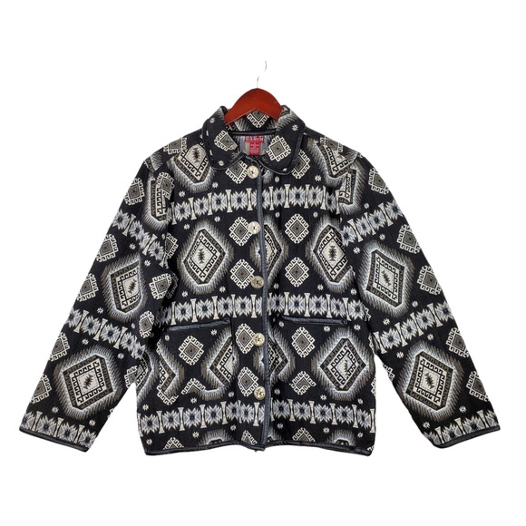Red Ranch Women's Sz S Western Native Tapestry Woven Aztec Button Up Jacket - Picture 2 of 7